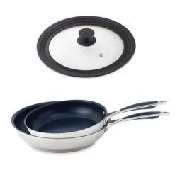 Set 2 Poêles Excell'Inox Et Couvercle Multi-diamètres