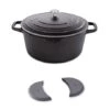 Lot Cocotte Légère Ronde En Fonte D'aluminium 28 Cm Et Deux Maniques En Silicone