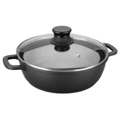 Faitout Fonte Avec Couvercle En Verre 32 Cm Noir