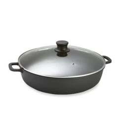 Faitout Fonte Avec Couvercle En Verre 36 Cm Noir