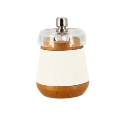 Moulin à Sel En Bois Effet Cuir Blanc