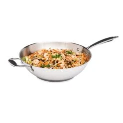 Lot Wok Tout Inox Et Couvercle Verre 30 Cm Excell'Inox -Maison Cuisine 209005 2 1 Lot wok tout inox et couvercle verre 30 cm Excell Inox Mathon