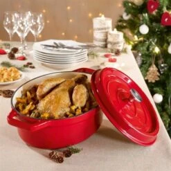 Cocotte En Fonte Ovale 33 Cm 6 L Rouge -Maison Cuisine 213222 2 9 Cocotte en fonte ovale 33 cm 6 L rouge Mathon