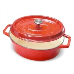 Cocotte En Fonte Ovale 33 Cm 6 L Rouge -Maison Cuisine 213222 3 9 Cocotte en fonte ovale 33 cm 6 L rouge Mathon