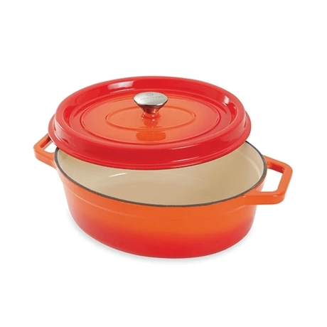 Cocotte En Fonte Orange Ovale 33 Cm 6 L 2 Cocotte En Fonte Orange Ovale 33 Cm 6 L – Image 2