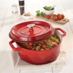 Cocotte En Fonte Ronde 24 Cm 3,7 L Rouge -Maison Cuisine 213286 2 2 Cocotte en fonte ronde 24 cm 3 7 L rouge Mathon