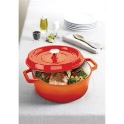 Cocotte En Fonte Ronde 28 Cm 5,6 L Coloris Orange -Maison Cuisine 223000 2 5 Cocotte en fonte ronde 28 cm 5 6 L coloris orange Mathon