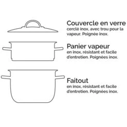 Cuiseur Vapeur Inox 26 Cm 1 Panier -Maison Cuisine 274017 2 4 Cuiseur vapeur inox 26 cm 1 panier Mathon