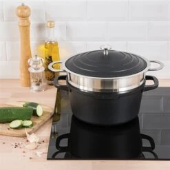 Lot Cocotte Légère Ronde Fonte Aluminium 24 Cm 4,5 L Et Panier Vapeur Multidiamètre -Maison Cuisine 279166 2 5 Lot cocotte legere ronde fonte aluminium 24 cm 4 5 L et panier vapeur multidiametre Mathon