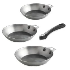 De Buyer Lot 3 Poêles Minéral B élément 20, 24 Et 28 Cm Et Manche Noir