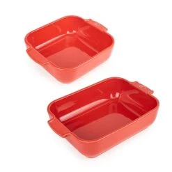 Peugeot Set 2 Petits Plats à Four Rouge Céramique 21 Et 25cm