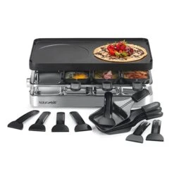 Appareil Raclette-gril Et Crêpes électrique 8 Poêlons 1200 W -Maison Cuisine 780254 3 1 Appareil raclette gril et crepes electrique 8 poelons 1200 W Naturamix