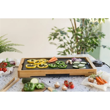 LIVOO Plancha Grill électrique En Aluminium Et Bambou 2200 W DOC202 5 LIVOO Plancha Grill électrique En Aluminium Et Bambou 2200 W DOC202 – Image 5