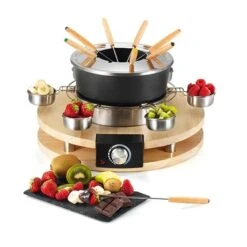 Set Appareils à Raclette Et à Fondue En Bois -Maison Cuisine 789021 3 1 Set appareils a raclette et a fondue en bois Kitchen Chef Professional