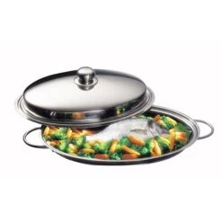 Poissonnière Ovale En Inox Et Couvercle 40 Cm